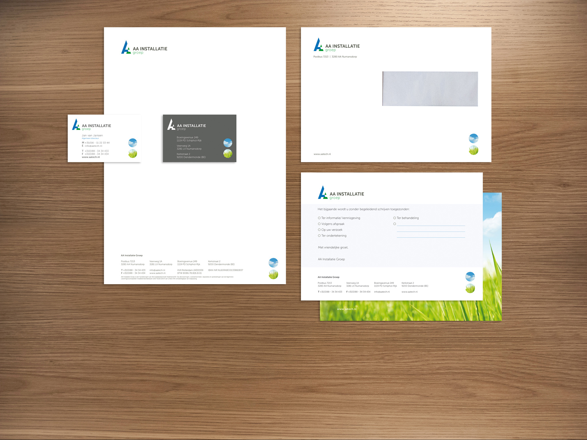 Logo en huisttijl ontwerp AA Installatie Groep